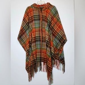 Pendleton Plaid wool hooded Pancho Wrap/blanket     AF745.